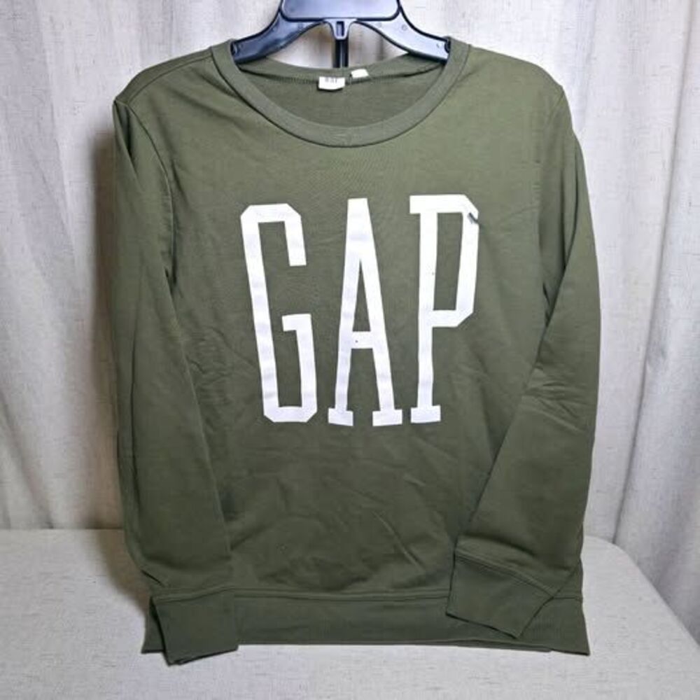 Gap Women's M Green Crew Neck Long Sleeve Pullover Logo Sweatshirt